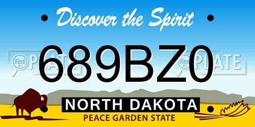 689BZ0 North Dakota License Plate
