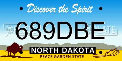 689DBE North Dakota License Plate