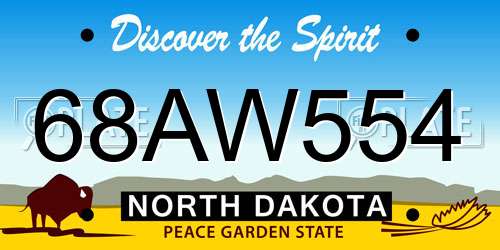 68AW554 North Dakota License Plate