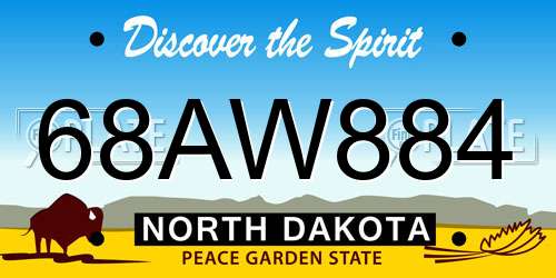 68AW884 North Dakota License Plate