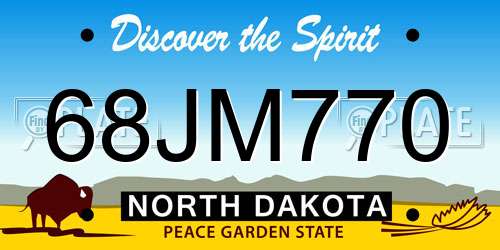 68JM770 North Dakota License Plate