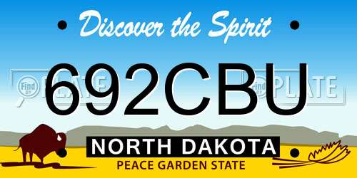 692CBU North Dakota License Plate