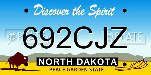 692CJZ North Dakota License Plate