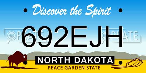 692EJH North Dakota License Plate