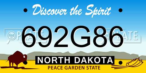692G86 North Dakota License Plate