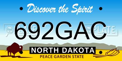 692GAC North Dakota License Plate