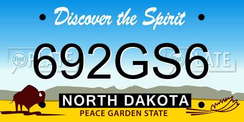 692GS6 North Dakota License Plate