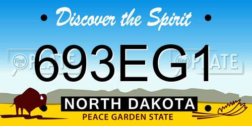 693EG1 North Dakota License Plate