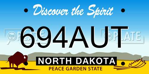 694AUT North Dakota License Plate