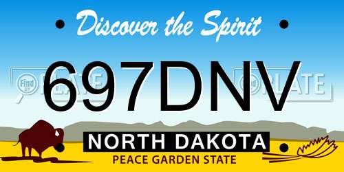 697DNV North Dakota License Plate