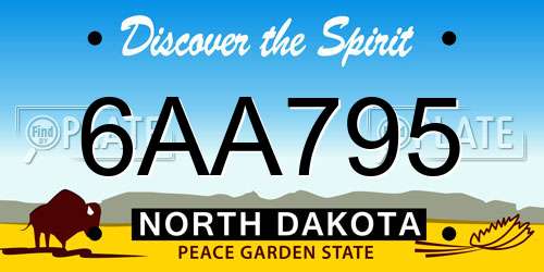6AA795 North Dakota License Plate