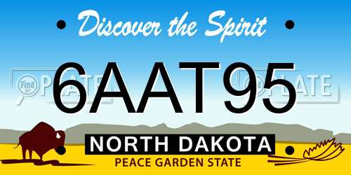 6AAT95 North Dakota License Plate