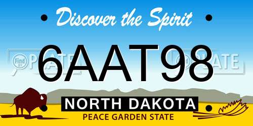 6AAT98 North Dakota License Plate