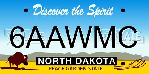 6AAWMC North Dakota License Plate