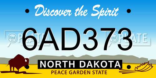 6AD373 North Dakota License Plate