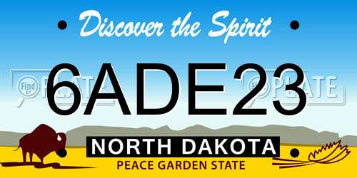 6ADE23 North Dakota License Plate
