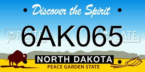 6AK065 North Dakota License Plate
