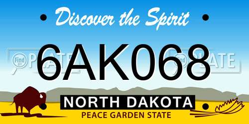 6AK068 North Dakota License Plate