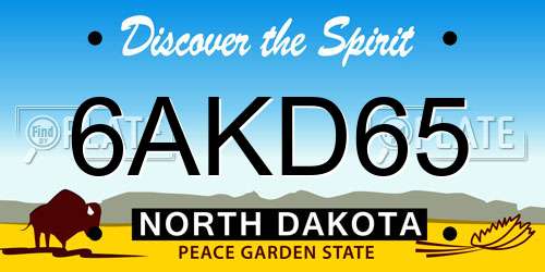6AKD65 North Dakota License Plate