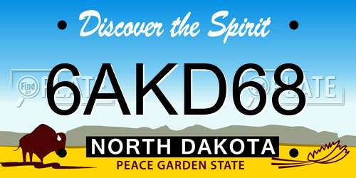 6AKD68 North Dakota License Plate