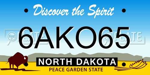 6AKO65 North Dakota License Plate