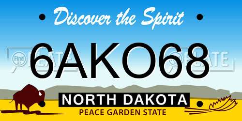 6AKO68 North Dakota License Plate