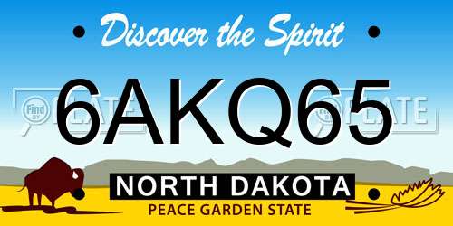 6AKQ65 North Dakota License Plate