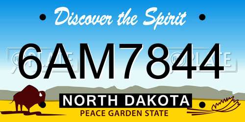 6AM7844 North Dakota License Plate