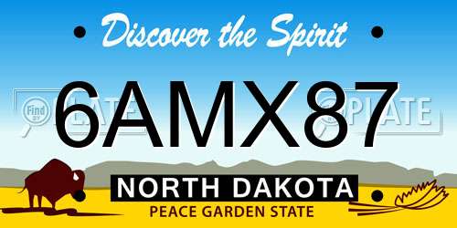 6AMX87 North Dakota License Plate