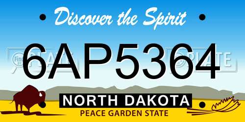 6AP5364 North Dakota License Plate