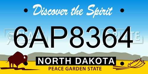 6AP8364 North Dakota License Plate