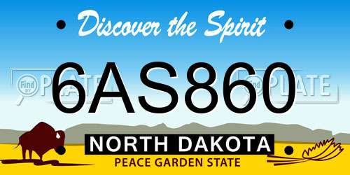 6AS860 North Dakota License Plate