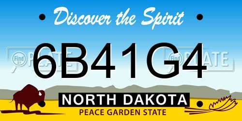 6B41G4 North Dakota License Plate