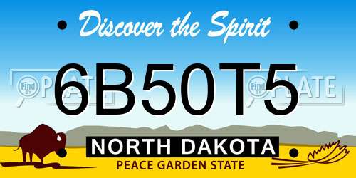 6B50T5 North Dakota License Plate