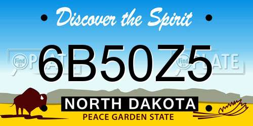 6B50Z5 North Dakota License Plate