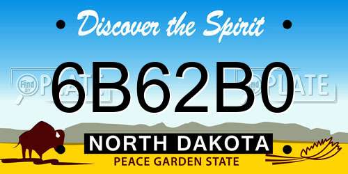 6B62B0 North Dakota License Plate