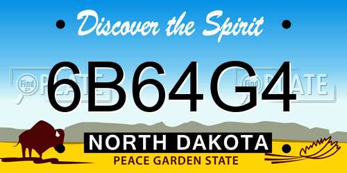 6B64G4 North Dakota License Plate