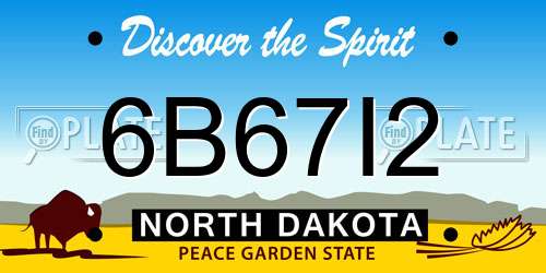 6B67I2 North Dakota License Plate