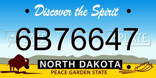 6B76647 North Dakota License Plate