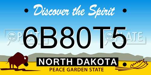 6B80T5 North Dakota License Plate