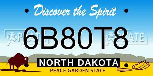 6B80T8 North Dakota License Plate