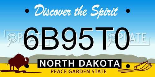 6B95T0 North Dakota License Plate