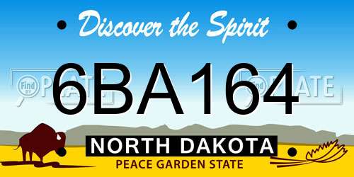 6BA164 North Dakota License Plate
