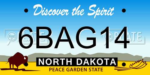 6BAG14 North Dakota License Plate