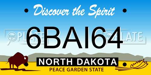6BAI64 North Dakota License Plate