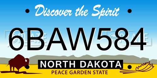 6BAW584 North Dakota License Plate