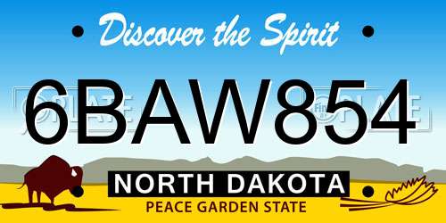 6BAW854 North Dakota License Plate