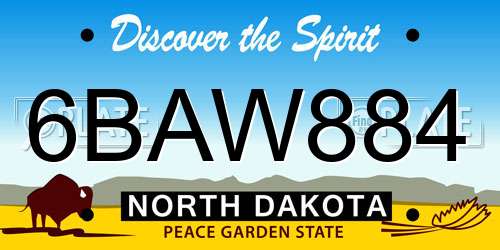 6BAW884 North Dakota License Plate