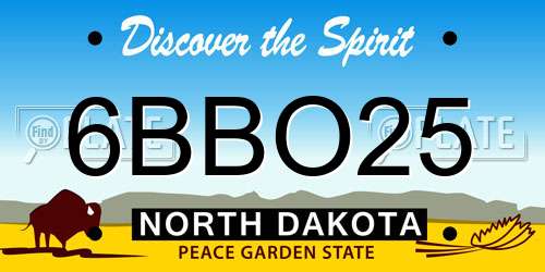 6BBO25 North Dakota License Plate