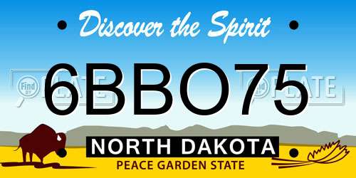 6BBO75 North Dakota License Plate